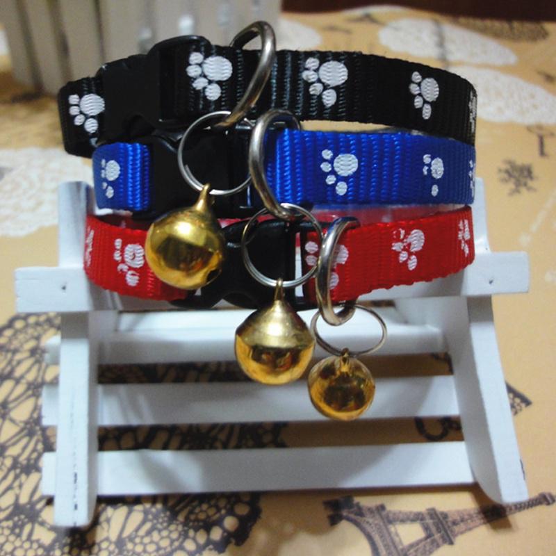 Lovely Small Footprint with Bell Pet Collar Nylon Fabric Kitten Dog Puppy