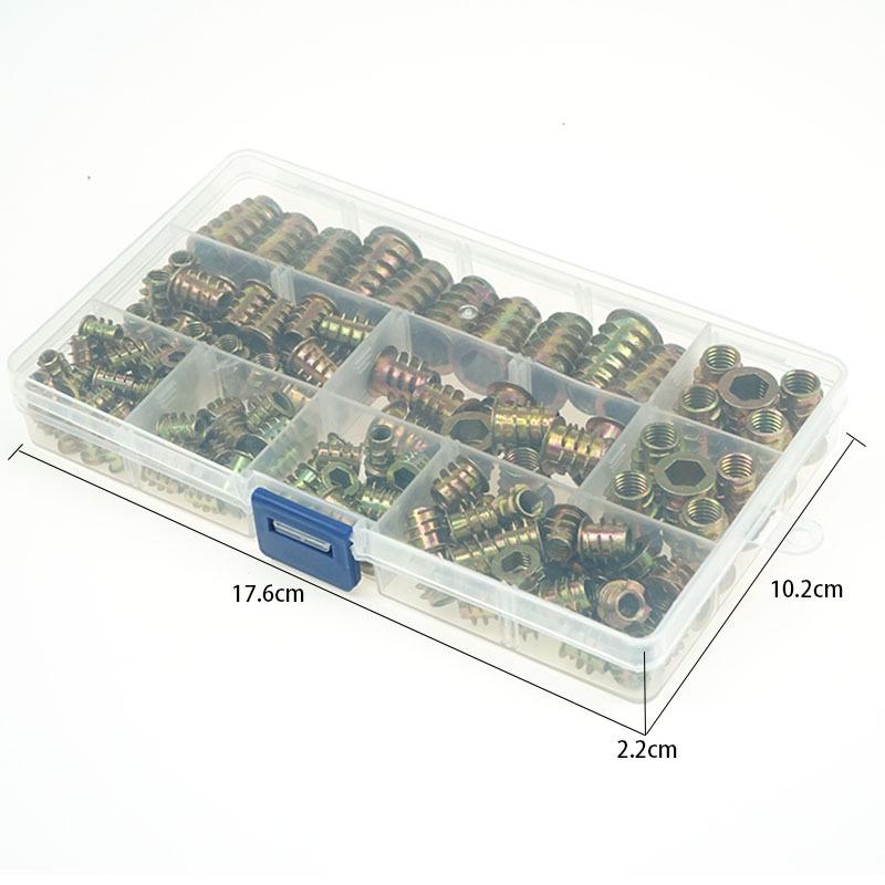 140PCS Zinc Alloy T-Shaped Trapezoidal Nuts with Washers - Internal & External Threads Pre-embedded Set