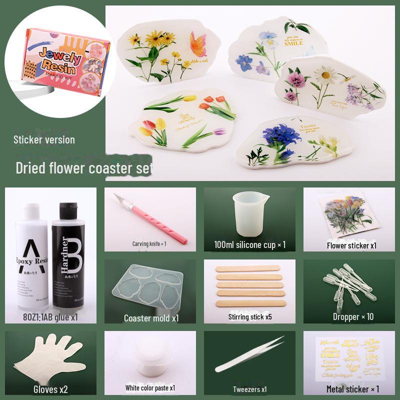 DIY Dried Flower Coaster Kit: Embossed Glue Gift Set for Teacher's Day