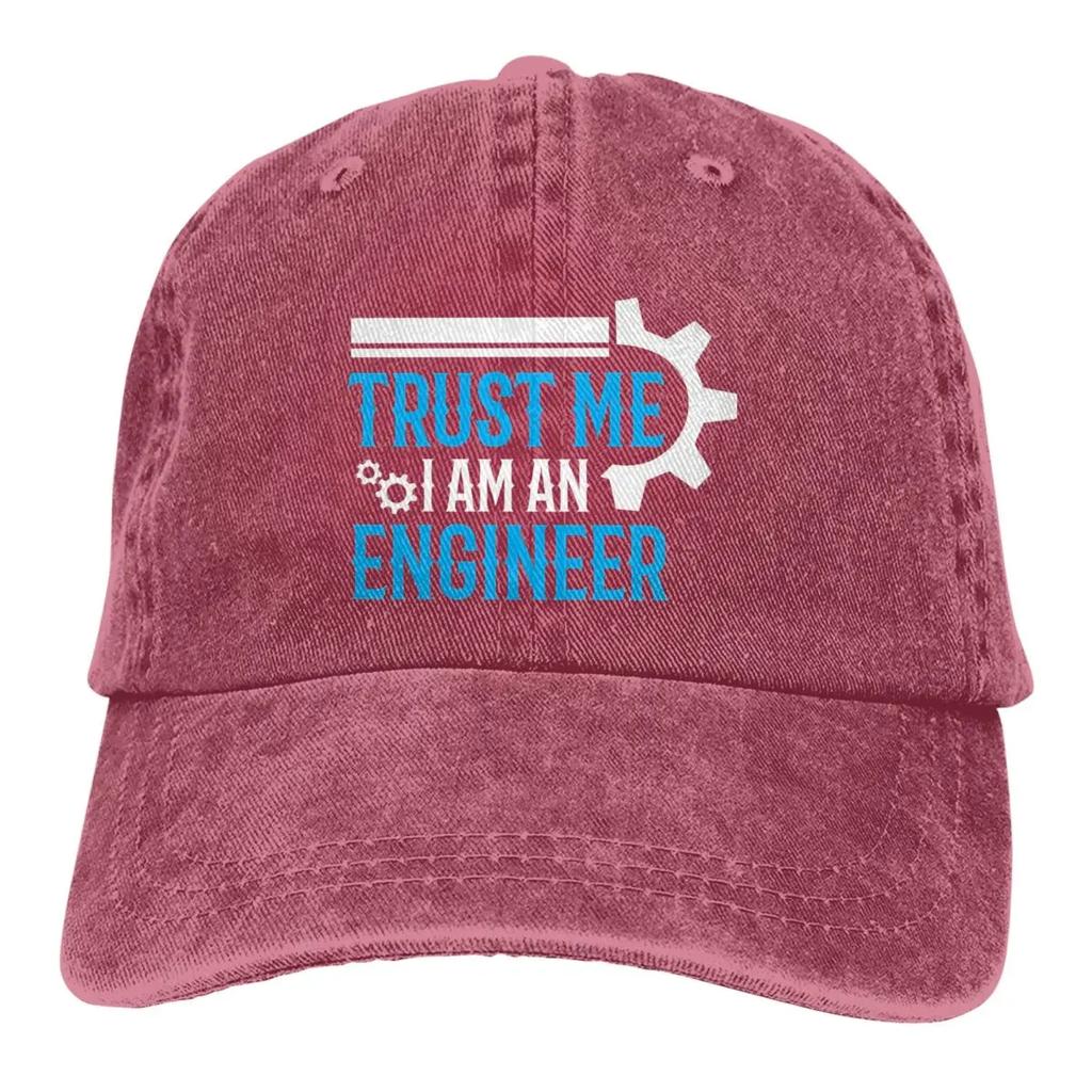 Trust Me I Am Engineer Baseball Cap Blue Logo Streetwear Unisex Men Washed Trucker Hat Breathable Design Cap