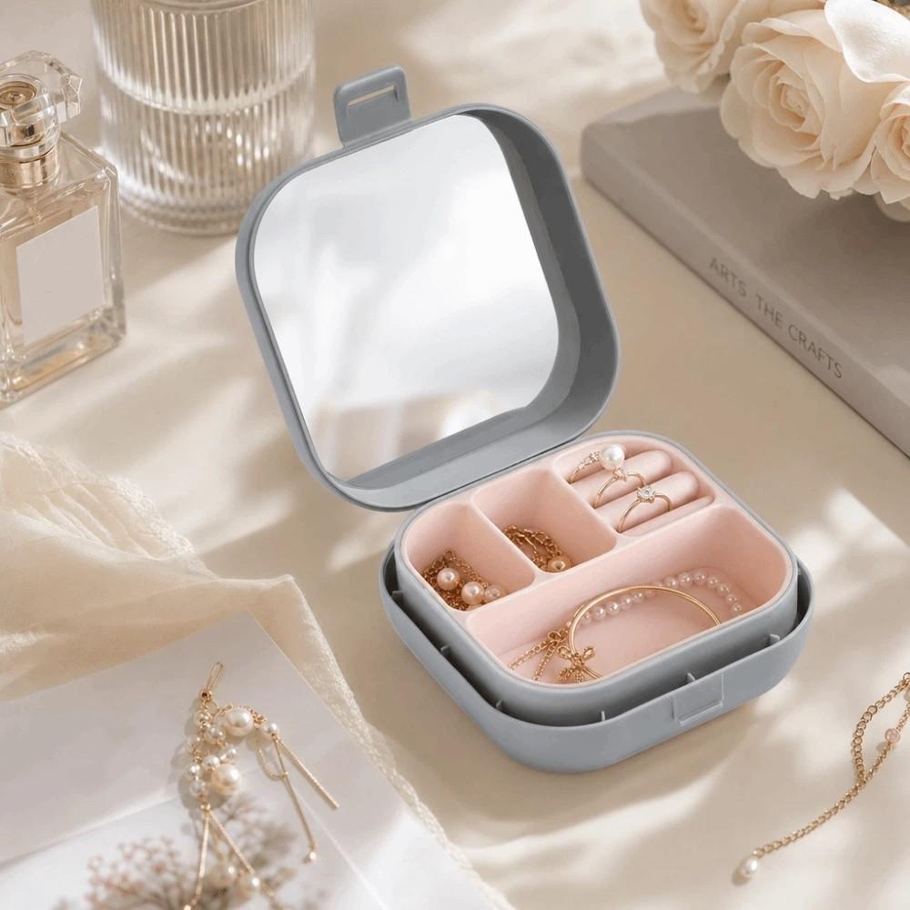 Large Capacity Jewelry Box Portable Box with Mirror Durable Square Storage Box Travel