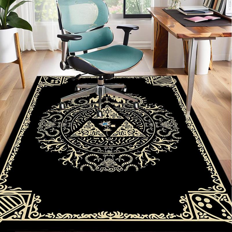 Heroic Legend Crest Office Rug Chair Mat, Game Carpet, Suitable for Front Door, Bedroom, Living Room, Desk, Holiday Gift