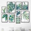 Tropical Palm Leaf Leaves Poster Watercolour Botanical Fern Monstera Print Canvas Painting Wall Art Picture for Room Home Decor