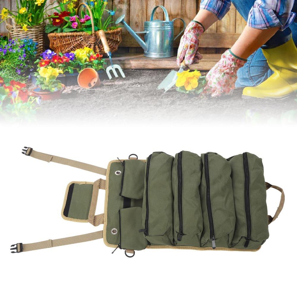 

Professional Tool Roll Organizer Separate Pockets Multipurpose Tool Bag Roll Up Tool Bag Gardening зелёный