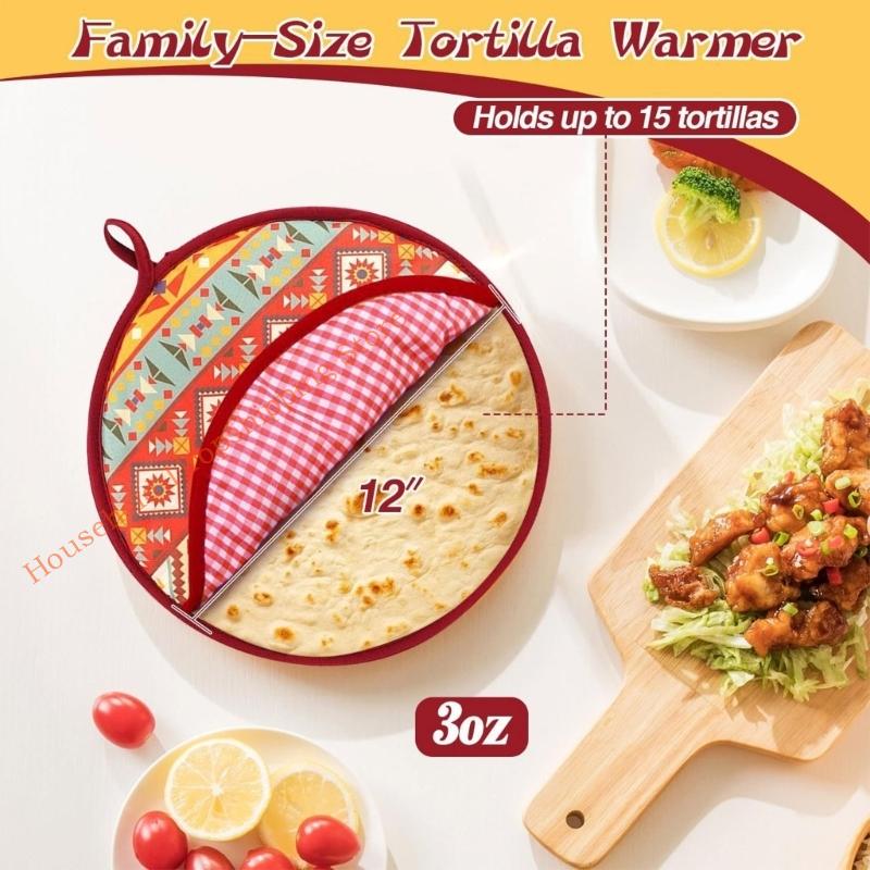 Pack of 2 Large Capacity 12 Foot Wrap Heating Bags That Keep Tortillas Warm for Family Gatherings and Excursions