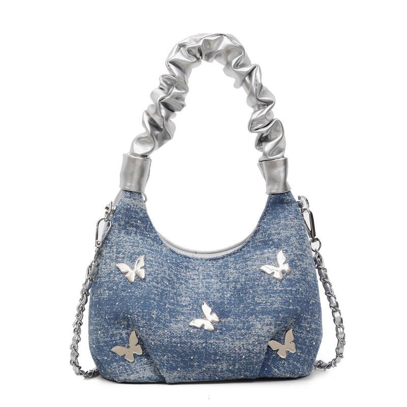 Butterfly Small Cloud Shaped Pu Bags Handbag Ruched Detailing Strap Shoulder