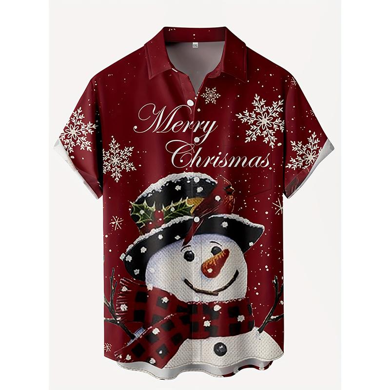 New Summer  Merry Christmas Printing Shirts & Blouses Christmas Gift Reindeer Graphic Christmas Shirt Hawaiian Shirt Men Tops