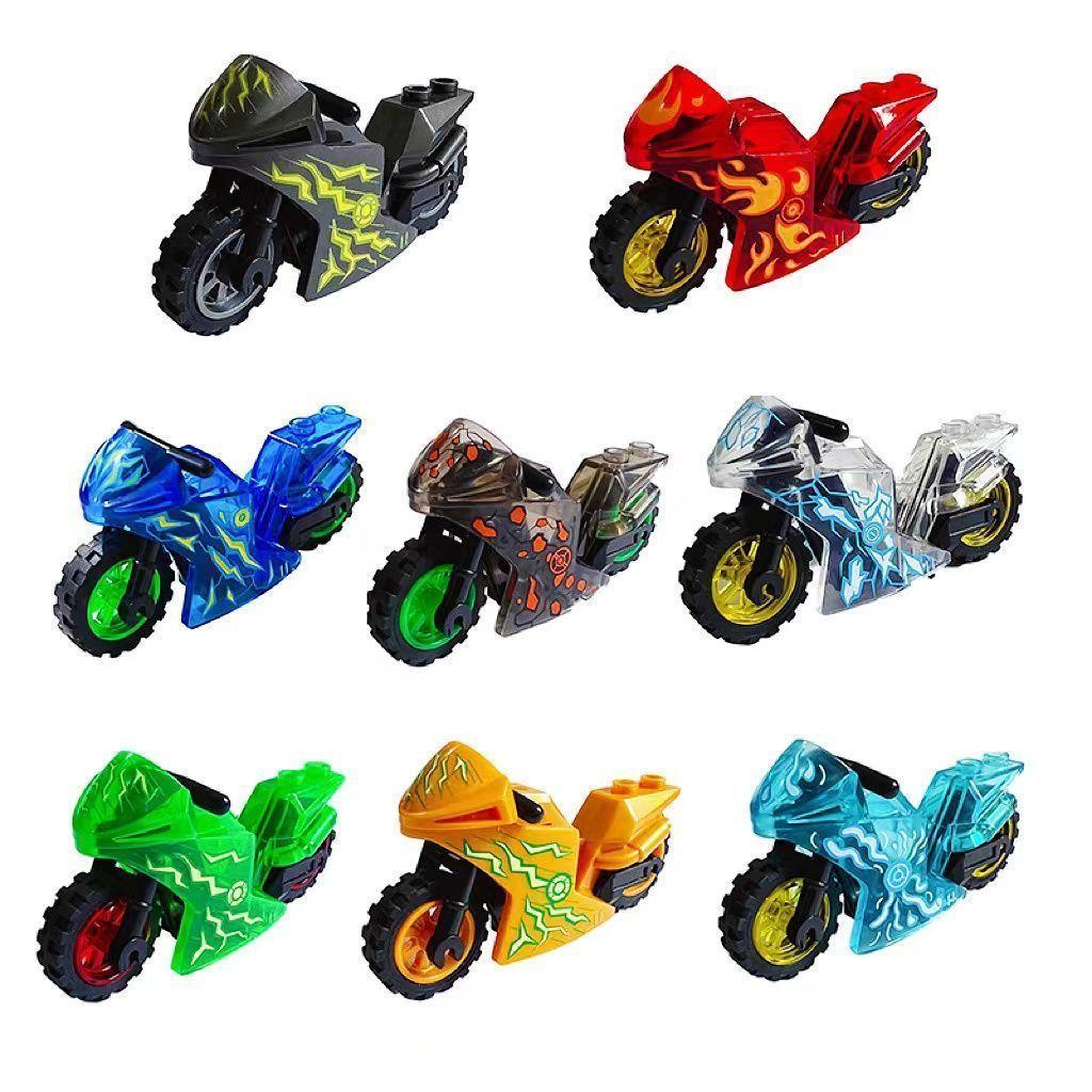 Famous Movie Action 8 Motorcycle with MiniFigures Building Bricks Blocks Model Kits Boys Kid Children Days Gifts