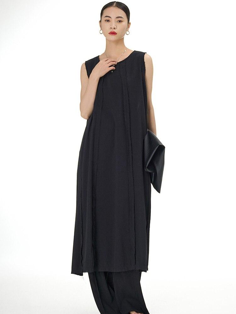 Xitao Ärmelloses Einfarbig Kleid Sommer Neue Frauen Kleid DMJ1917