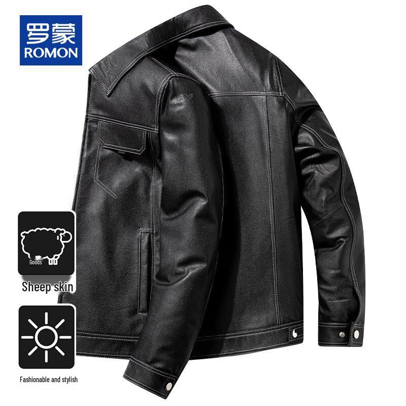 

ROMON Men s Genuine Sheepskin Leather Jacket XL