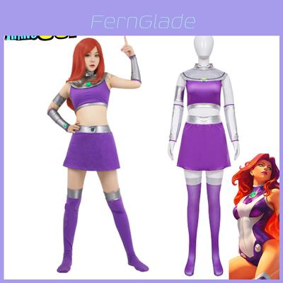 Żywy Kostium Cosplay Starfire z Teen Titans Peruka Dla Dorosłych Idealny Na Halloween Maskaradę I Comic Con