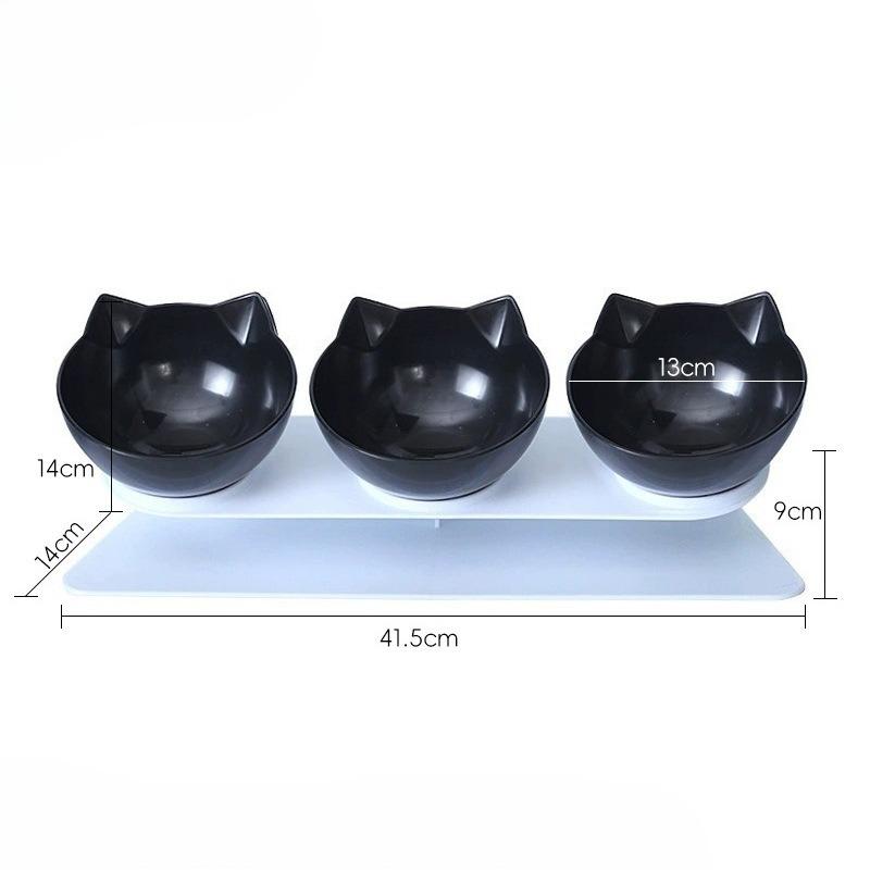 Three Pet Bowls: A High-legged Bowl for Protecting The Cervical Vertebrae of Cats and Dogs, A Tilted Anti-tipping Pet Food Bowl