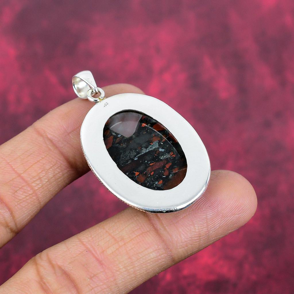 Bloodstone 925 Solid Sterling Silver Pendant Handmade Gemstone Jewelry, Gifts For Wife Brand New Pendant