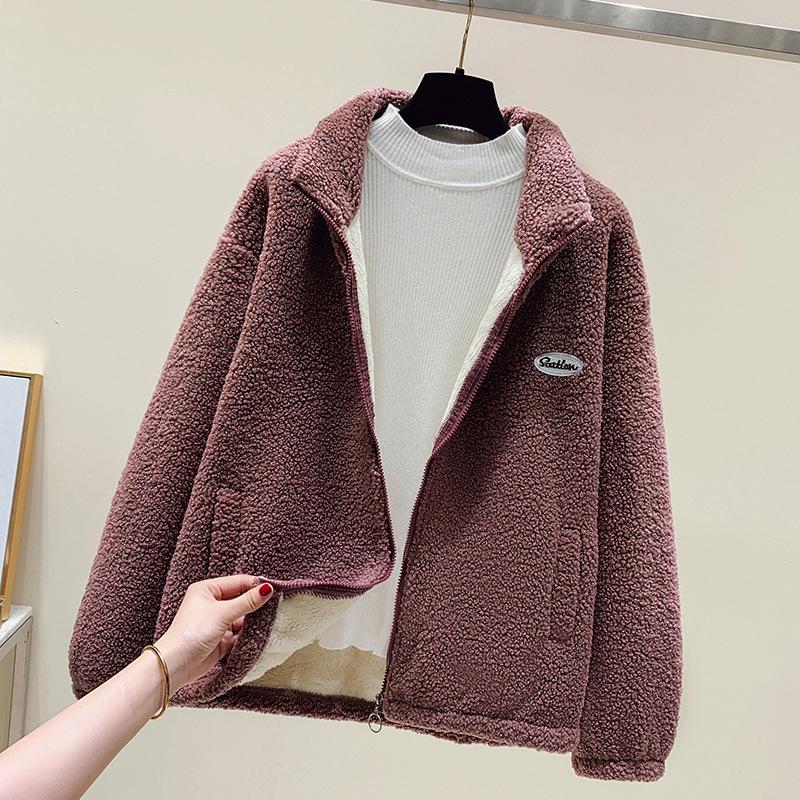 Unisex Fleece-Lined Lamb's Wool Jacket - Warm and Thick for Autumn/Winter