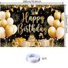 Black Gold Birthday Tapestry Black Gold Cake Birthday Decoration Birthday Photo Poster Photo Background Happy Birthday Party Tapestry Stylish Birthday
