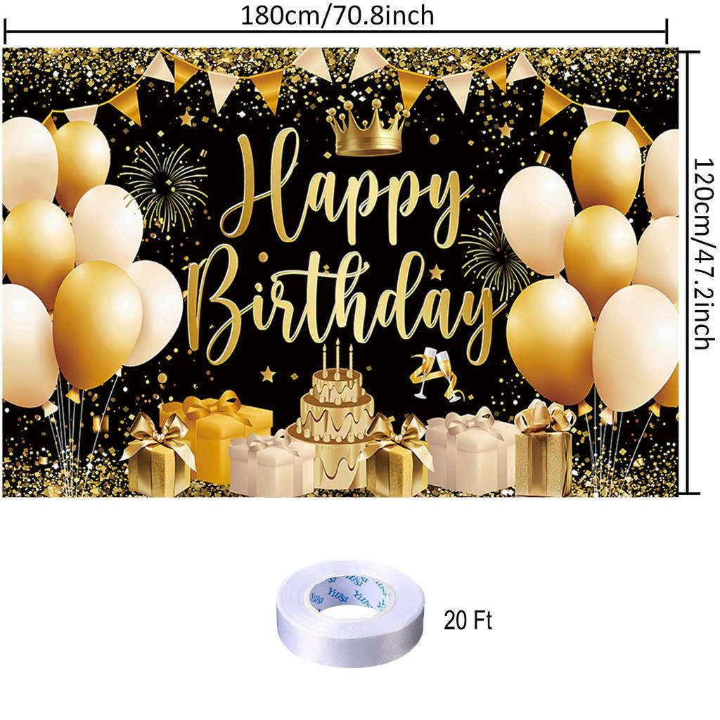 Black Gold Birthday Tapestry Black Gold Cake Birthday Decoration Birthday Photo Poster Photo Background Happy Birthday Party Tapestry Stylish Birthday