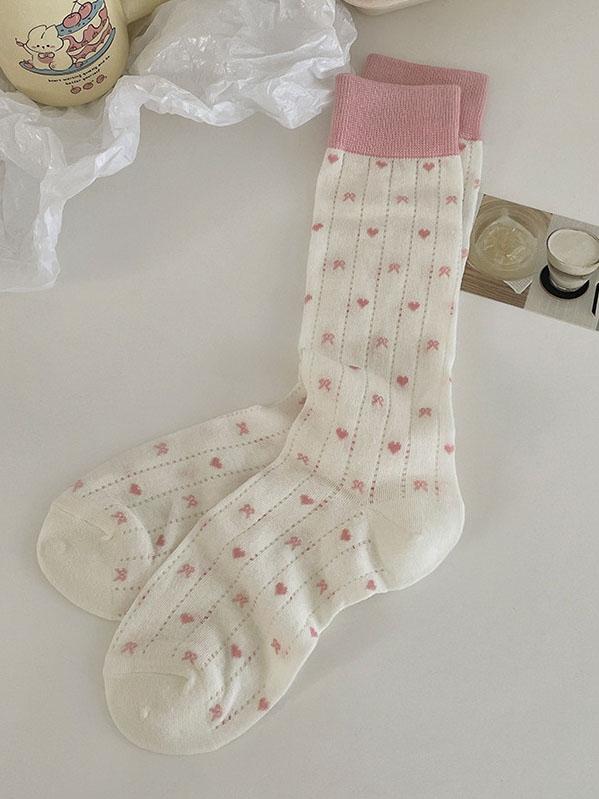 Women'S Socks Spring Summer Breathable Dopamine Socks Pure Cotton Love Polka Dots Sweet Girl Stockings Sweat Absorbing