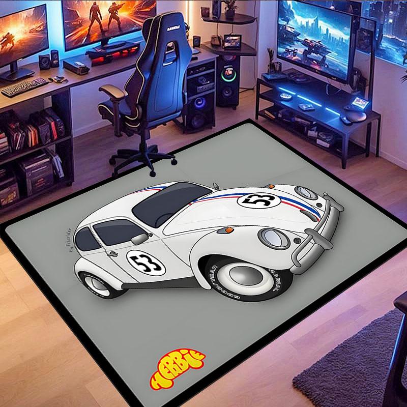 Classic Vintage Car Pattern Rug, Non-slip Rug, Suitable for Living Room, Bedroom, Game Room, Computer Room and Home Décor.