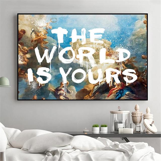 

Идеи граффити «Мир принадлежит вам», холст, живопись, абстрактные постеры и принт, настенные художественные фотографии, домашний декор для гостиной, без рамки 21cm×30cm No Frame