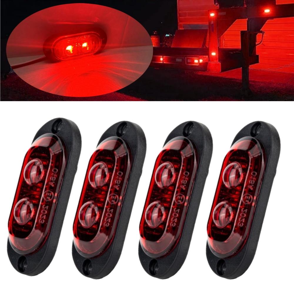 

4PCS Side Marker Light Assembly Red LED Lens Boat Trailer Lights 12v 24v Truck Lights Exterior Clearance Lights