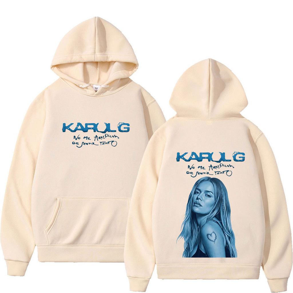 Karol G Album No Me Arrepiento De Sentir Tanto Hoodie Men Women Fashion Long Sleeves Casual Sweatshirt Fan Gifts