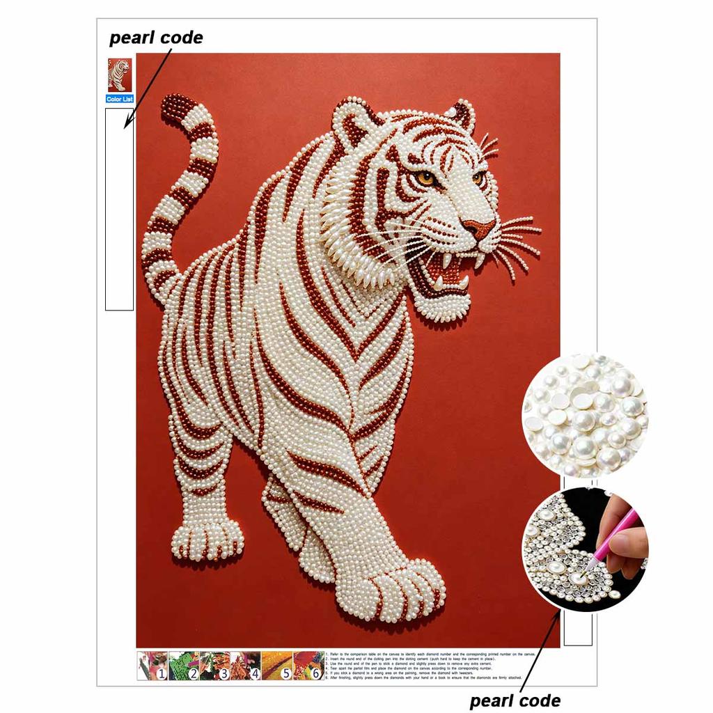 DIY Pearl Diamond Art Painting Kits for Adult and Beginners, Majestic Tiger Sparkling Painting Craft Home Wall Decor Handmade Gift