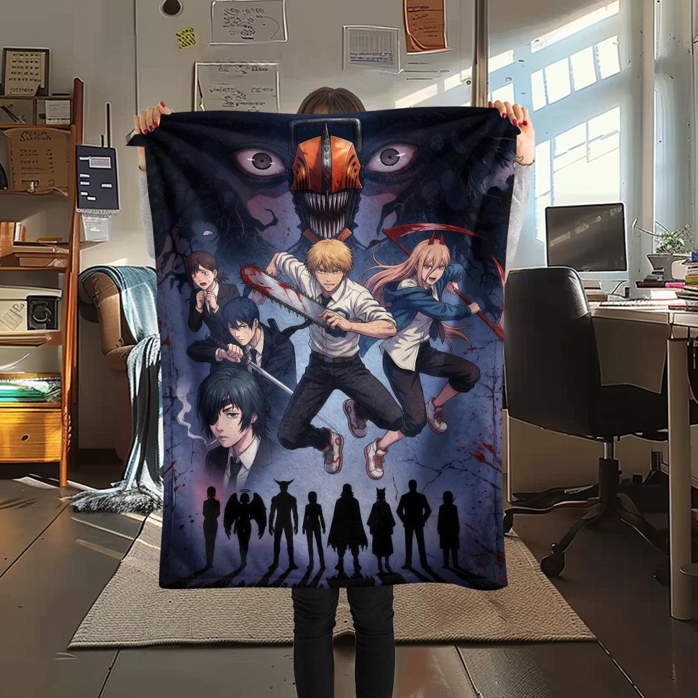 Chainsaw Man characterPrint Flannel Blanket, High quality Comfortable for All Seasons, Home Decor, Warmth and Comfort