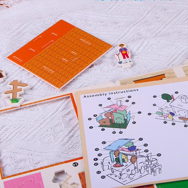 Cartoon Three-Dimensional Puzzle Children's Handmade DIY Toys Paper Card Villa Building Model Desktop Decoration