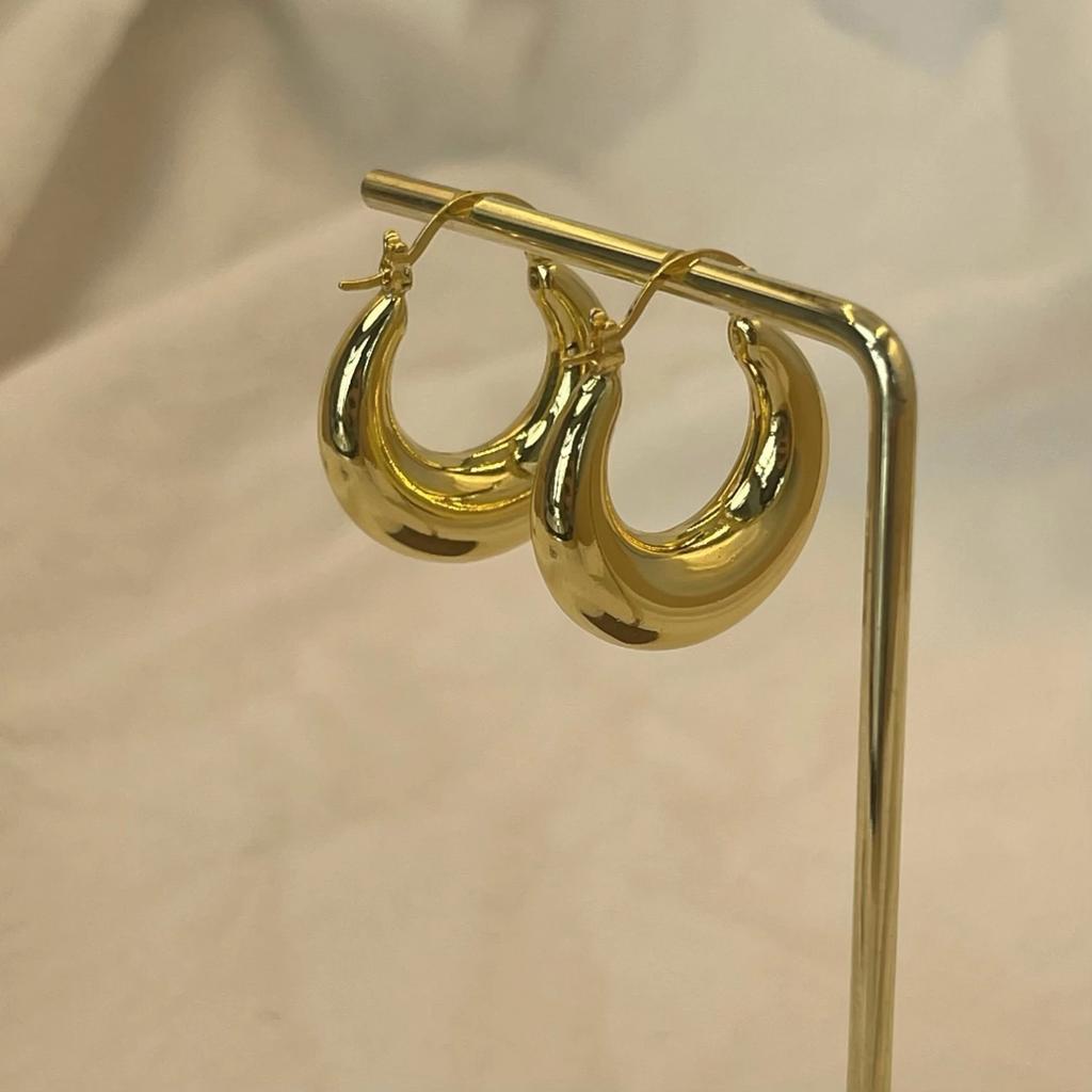 Trendy Hook Smooth Exquisite Big Circle Hoop Earrings for Women Girl Wedding Party Large 316L Stainless Steel Jewelry