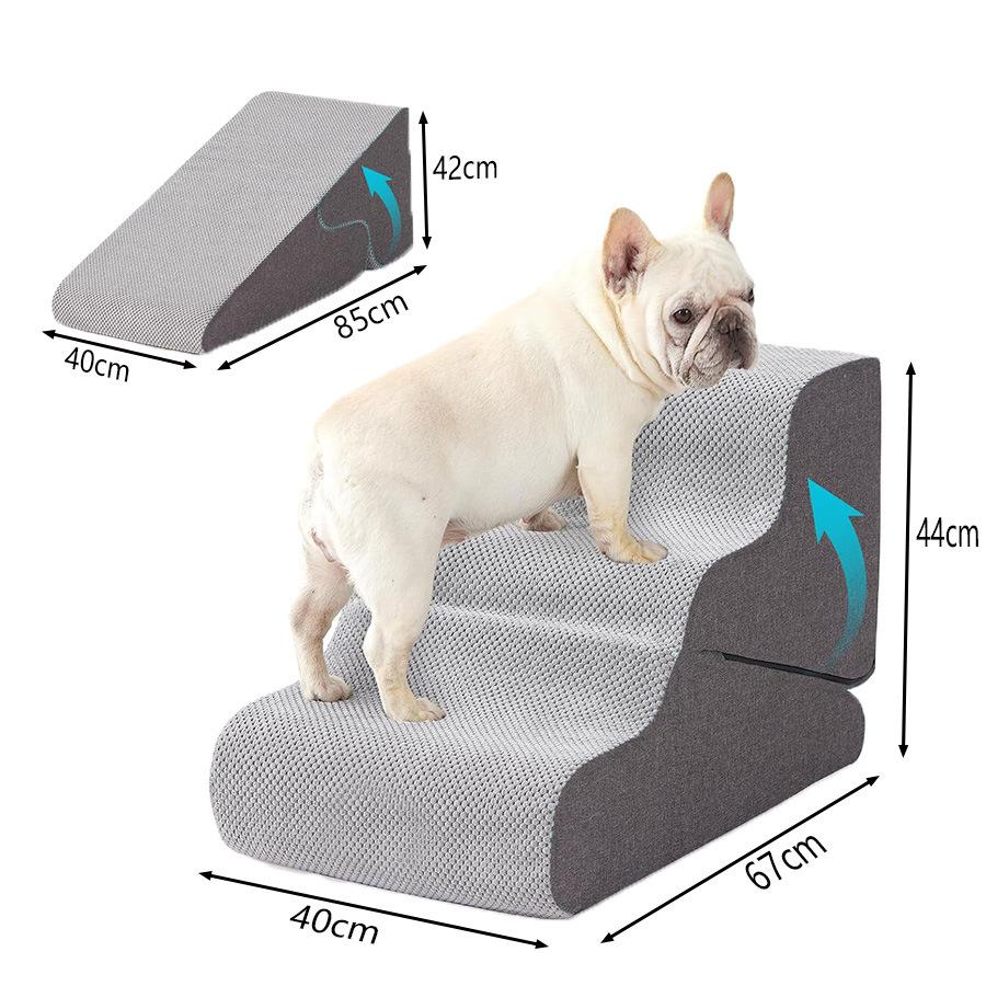 Foldable Pet Ramp Ladder for Small Medium Dogs Cats, Non-Slip Washable Steps for Sofa Bed Access with Multiple Tier Options
