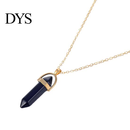 Pendant Necklace Faux Crystal Stone Decorative Chain Metal Women Jewelry Accessories