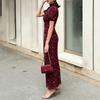Vintage Long Length Print Long Dress Breathable Flowy High Waist Dress Puff Sleeve Dress Summer Season