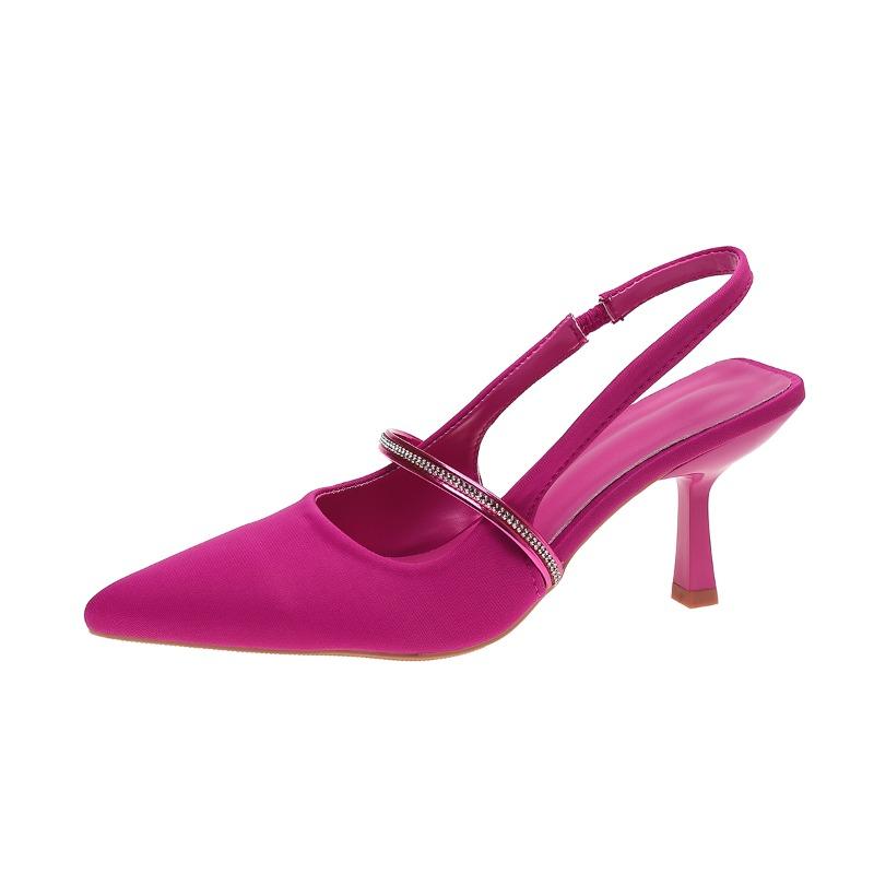 Fashion Women Sandals New Fashion Summer High Heels Closed Toe Single Sandals Thin Mid-heeled Fashion Hollow Pointed Toe Women Sandals