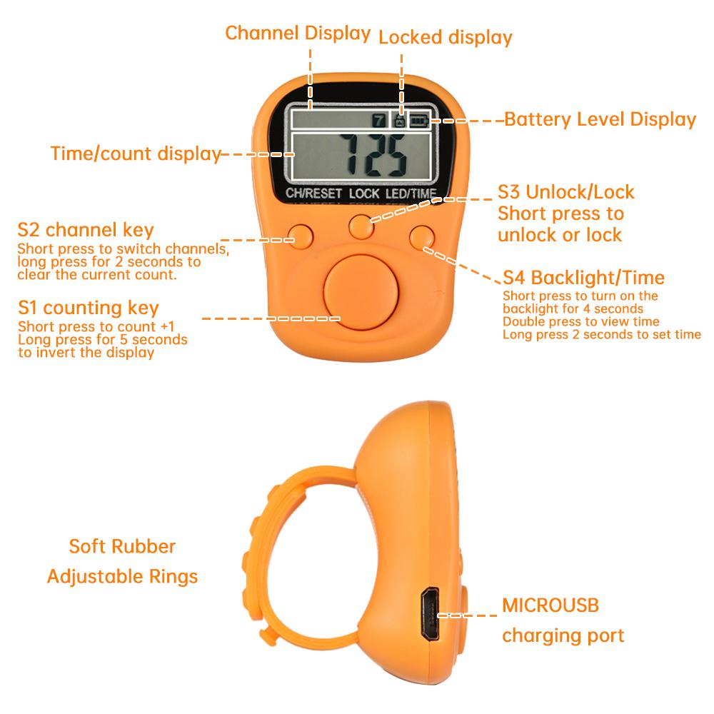 Electronic Digital Finger Ring Tally Counter Hand Held Knitting Weave Counter Mini Point Marker Counter LCD Screen Count Tools 1