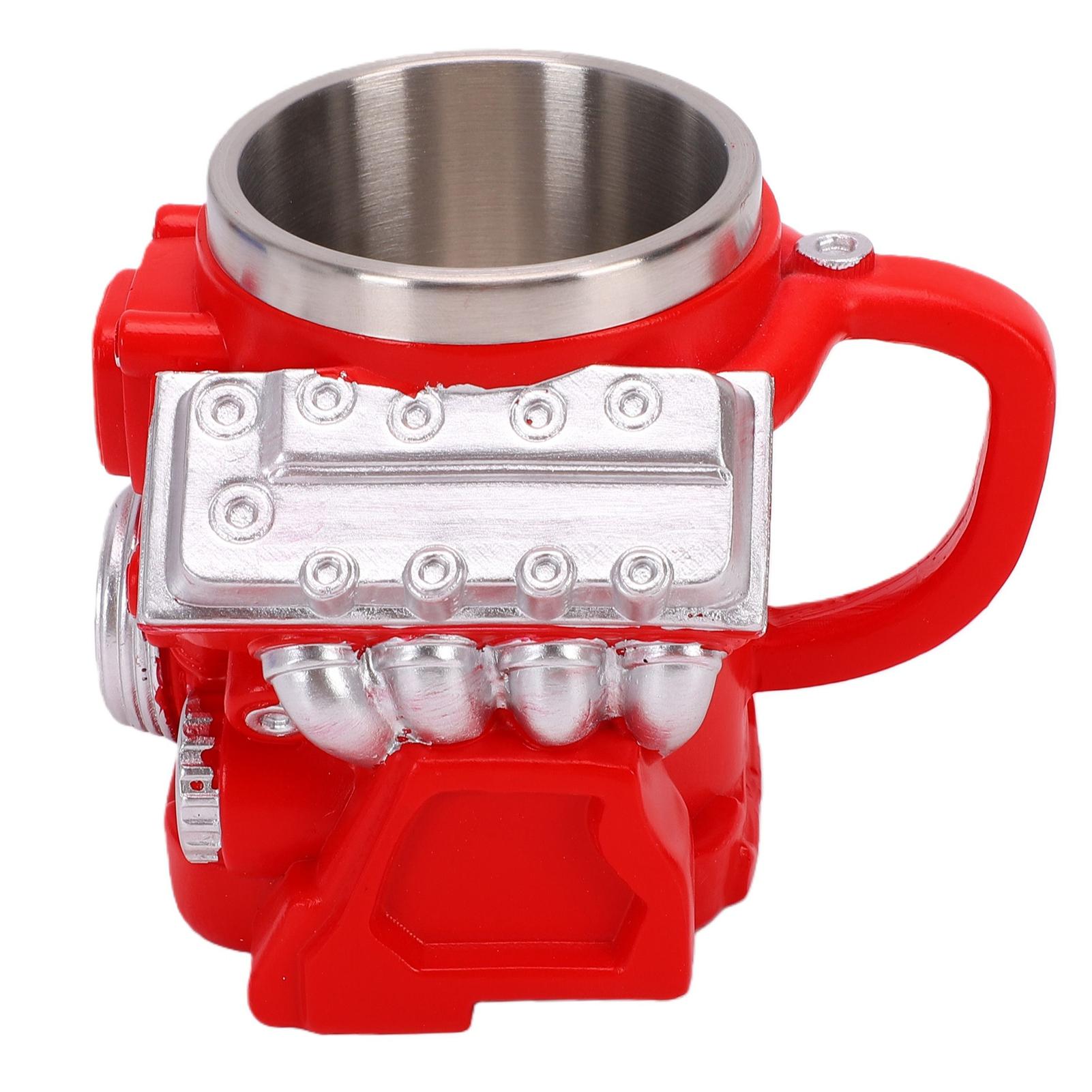 V8 Engine Coffee Mug Resin Stainless Steel Creative Retro Car Engine Coffee Mug Decor for Car Lovers Gift