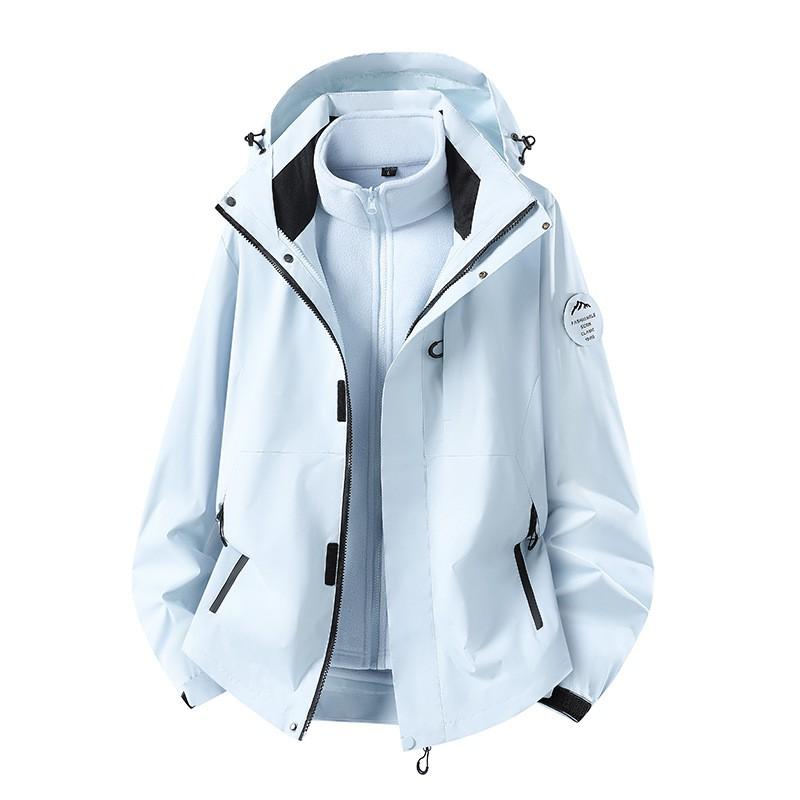 Men Women 3-in-1 Waterproof Windproof Hiking Jacket With Removable Down Liner Outdoor Trekking Camping Winter