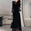 Sexy Black Lace Hollow-Out Long Sleeve Bodycon Mermaid Dress for Spring/Autumn