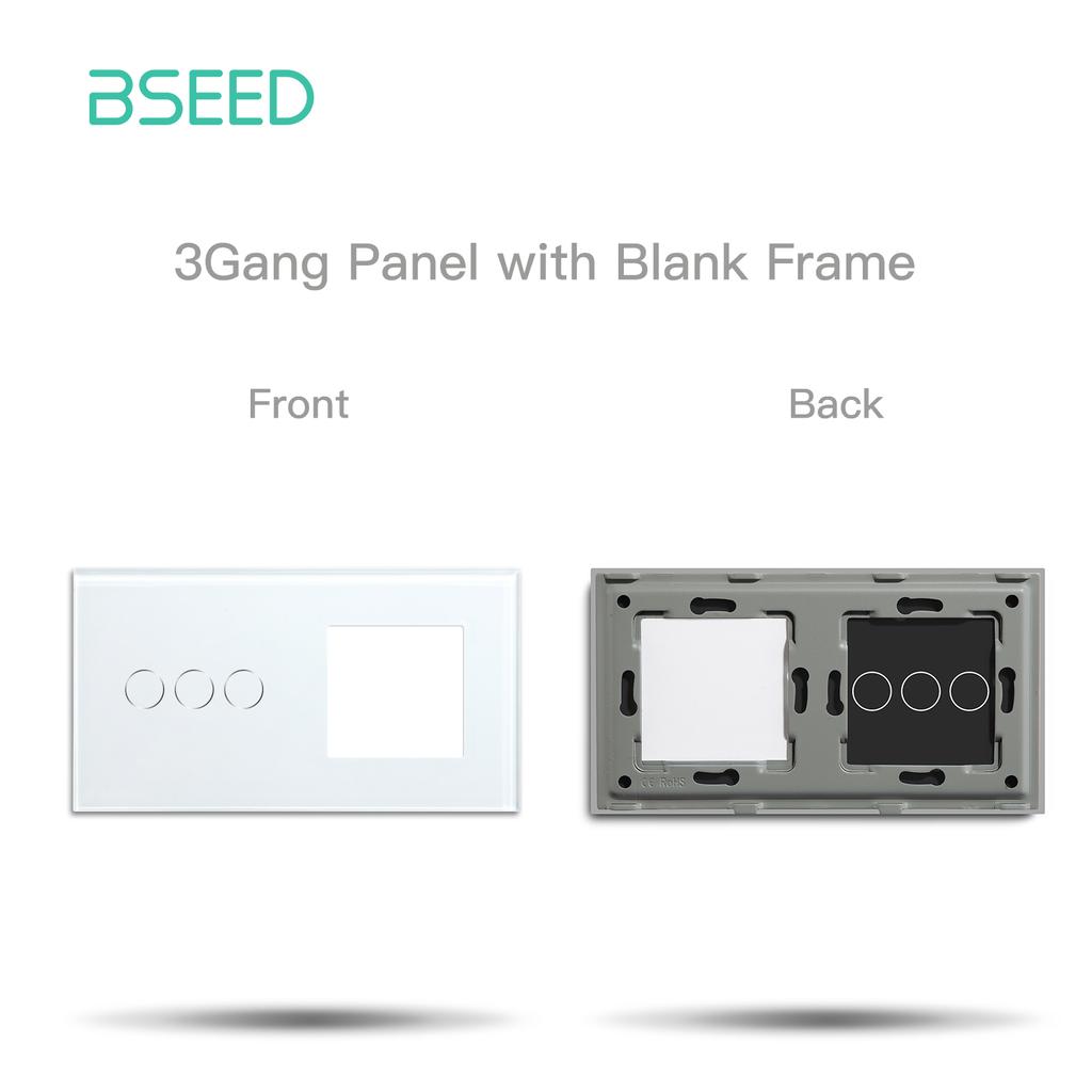 BSEED Zigbee 1/2/3Gang Smart Touch Switches Normal French Wall Sockets Type-c USB Function Parts Glass Panels DIY Combination