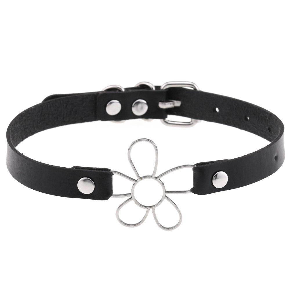 Simple Floral Choker, Fresh Flower Faux Leather Neck Collar Clavicle Necklace