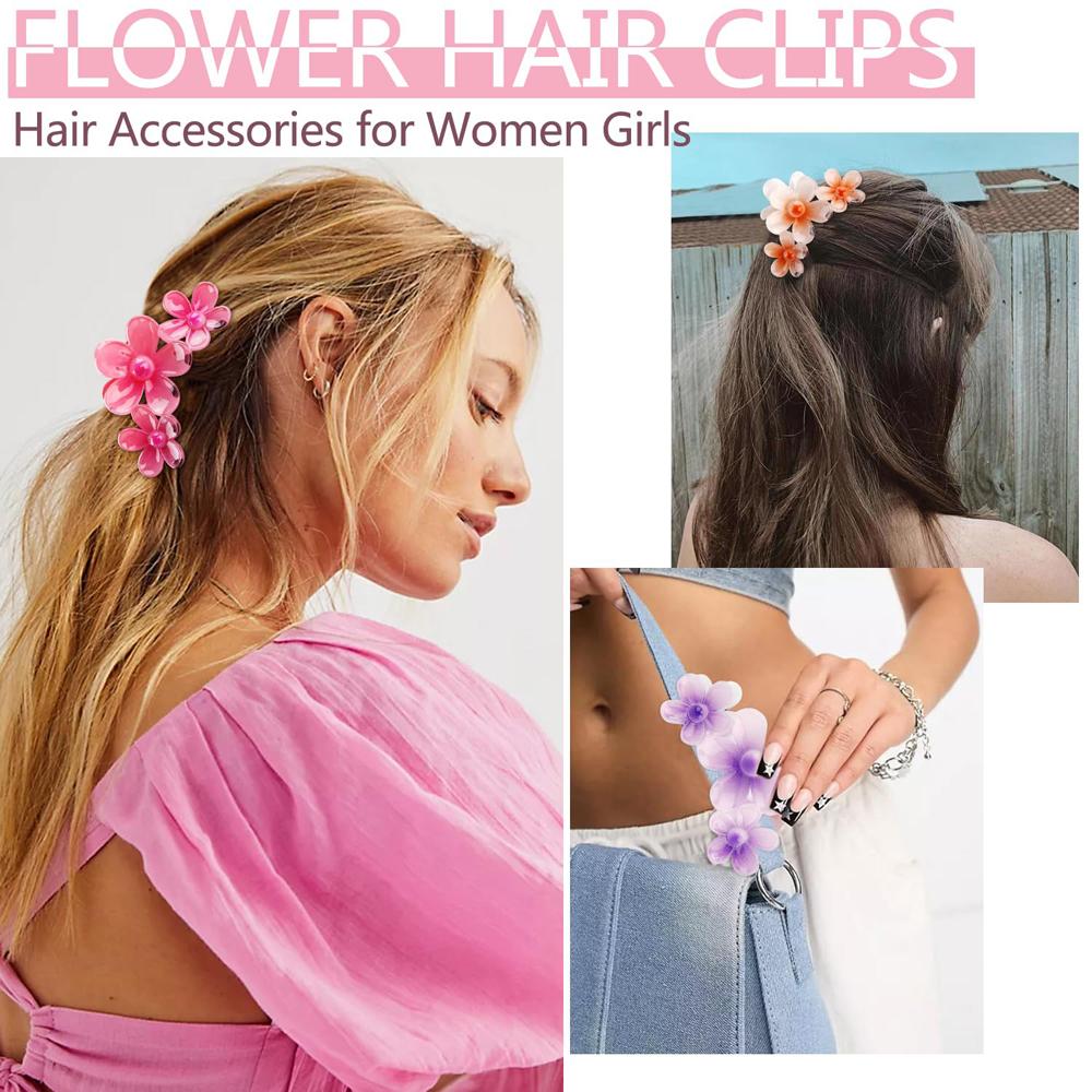 Gheare de păr cu flori mari, 4,3 inci, femei, fete, crab, gheare de păr hawaiian pentru păr subțire, mediu