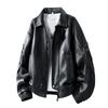 Autumn And Winter Men's Motorcycle Suit Simple And Versatile Leather Jacket Loose Leather Jacket