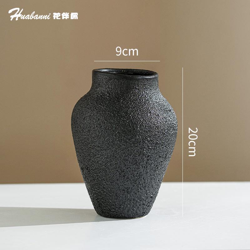 White French-Japanese Wabi-Sabi Ceramic Vase for Living Room Flower Arrangement