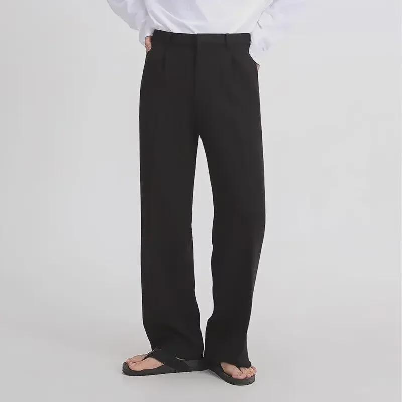 Men's Trendy Wide-Leg Trousers: Versatile Hong Kong Style Loose-Fit for Spring and Autumn.