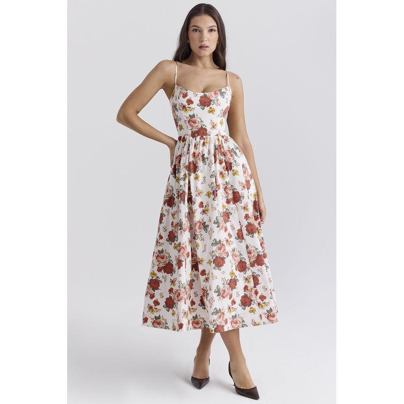 Waist Hugging Solid Color Suspender Dress Waist-Tight Pure Color Sling Dress