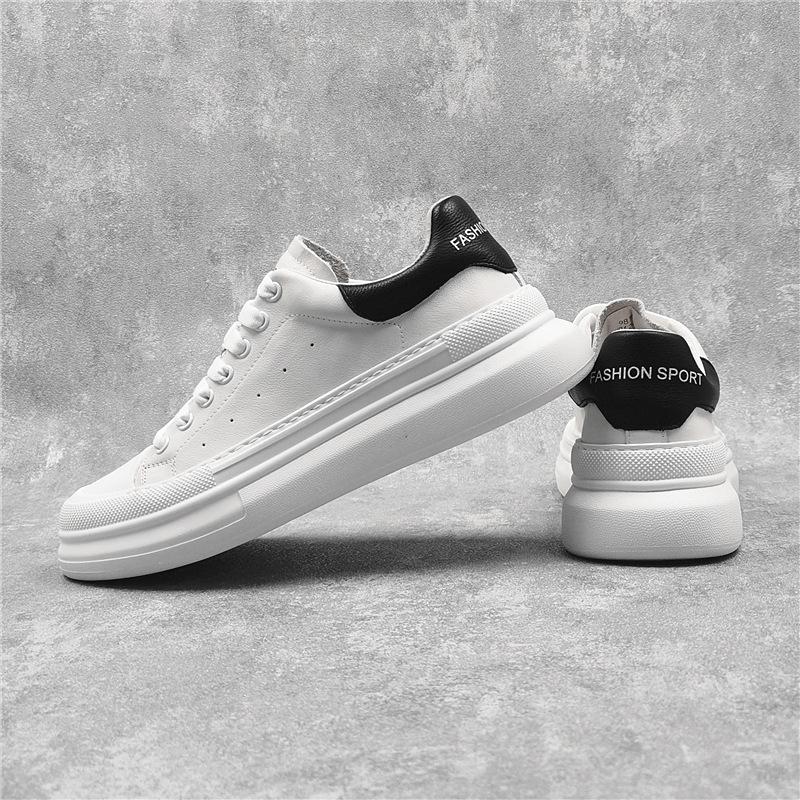 Fashion Men'S Genuine Leather Little White Shoes Men'S First-Layer Cowhide Single Shoes Korean Version Of Trendy Casual Shoes Versatile Board Shoes