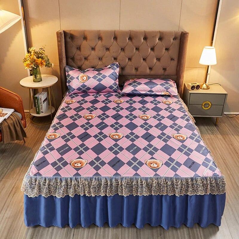 Summer Cool Mat Bed Skirt Princess Style Cute Bed Sheets Embroidered Sheets Fitted Bed Sheet Bedspreads Ice Mat Home Textiles