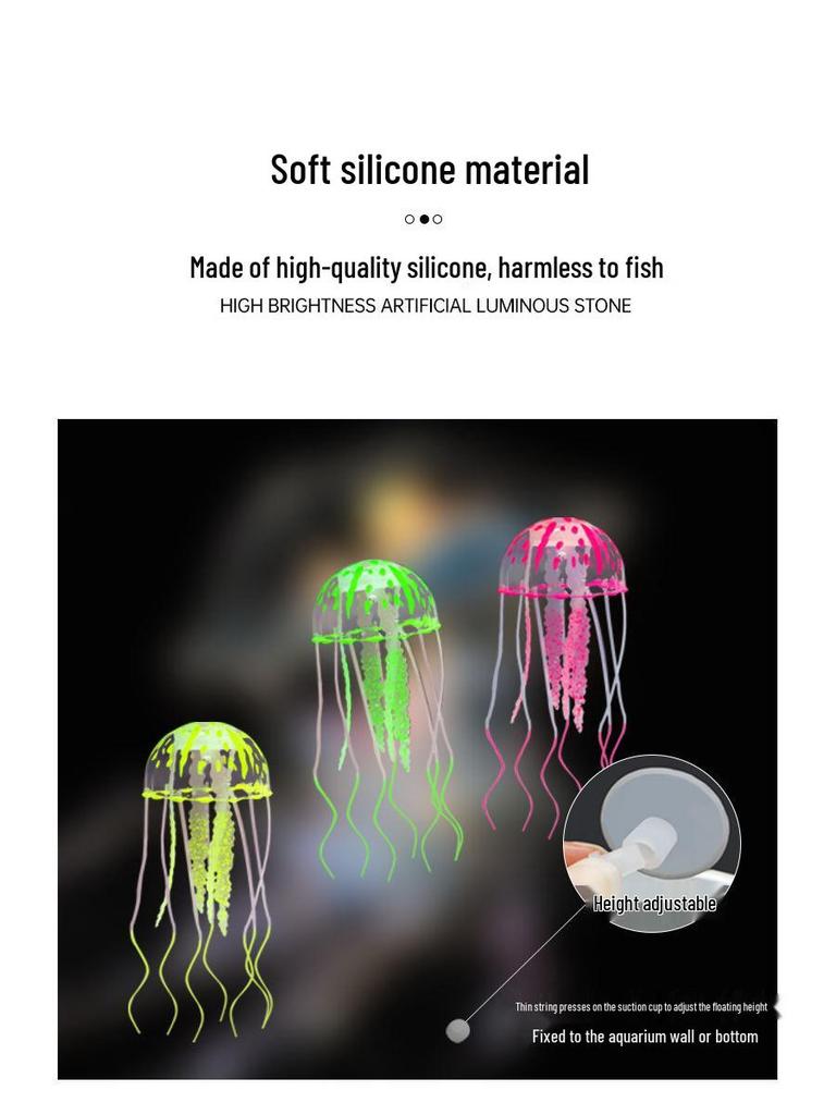 Floating Fluorescent Silicone Jellyfish Aquarium Decoration