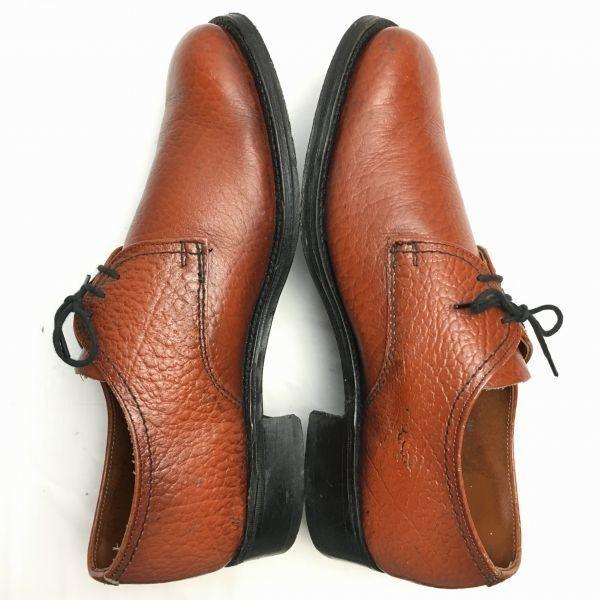 70s-80s Vintage BRUNE Made in England Plain Toe Business Shoes Brown size 25.0-26.0 Men's(USED)