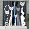 2 Pieces Of Whimsycat Modern Cat Print Printed Curtains, Pole Bag Curtains, Home Decoration, Room Decoration