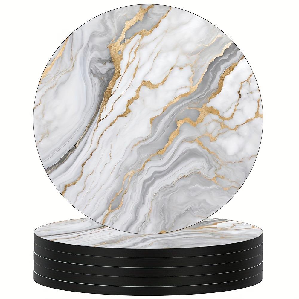 6pcs 4 Inch Drink Coasters Set Marble Veining Absorbent Coasters For Cold Drinks Wine Mugs Cups
